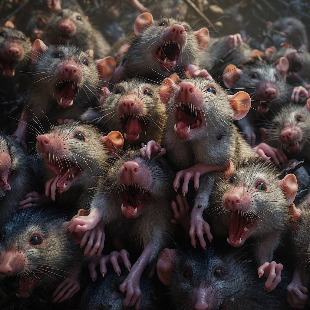 Rodent control - zoomed in macro image of a rat infestation